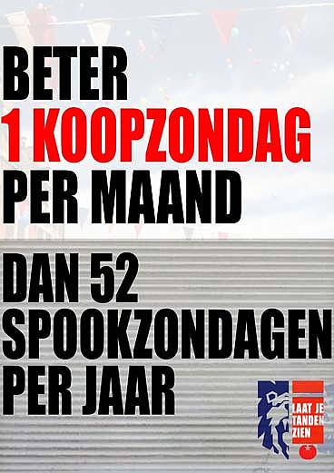 Beter 1 koopzondag per maand dan 52 koopzondagen per jaar